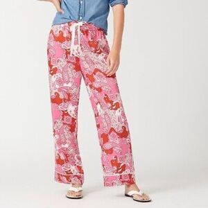 J.Crew Relaxed Wide Leg Pants in Pink Vintage Paisley